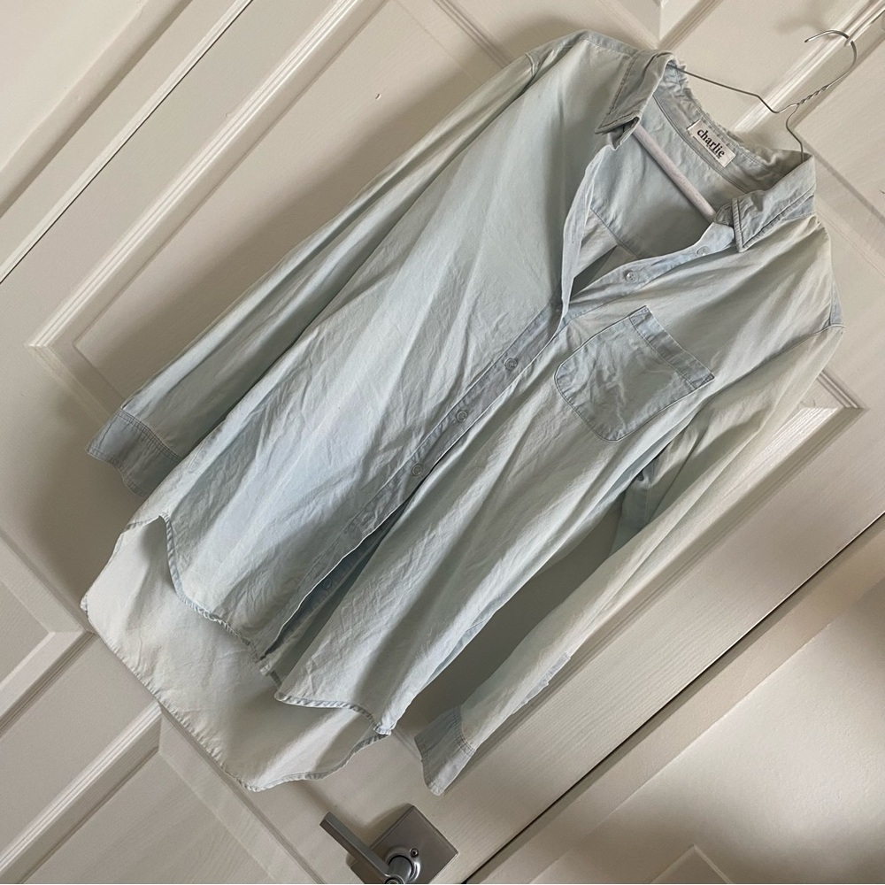 Charlie by Matthew Zink Light Blue Chambray Button Down Menswear Inspired Shirt
